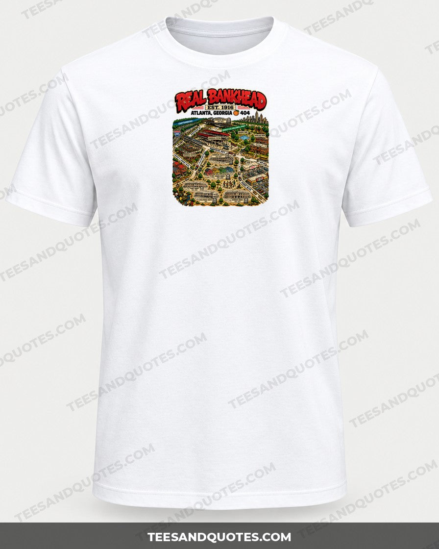 Real Bankhead Map Tee (Version 2) printed on a white T-shirt