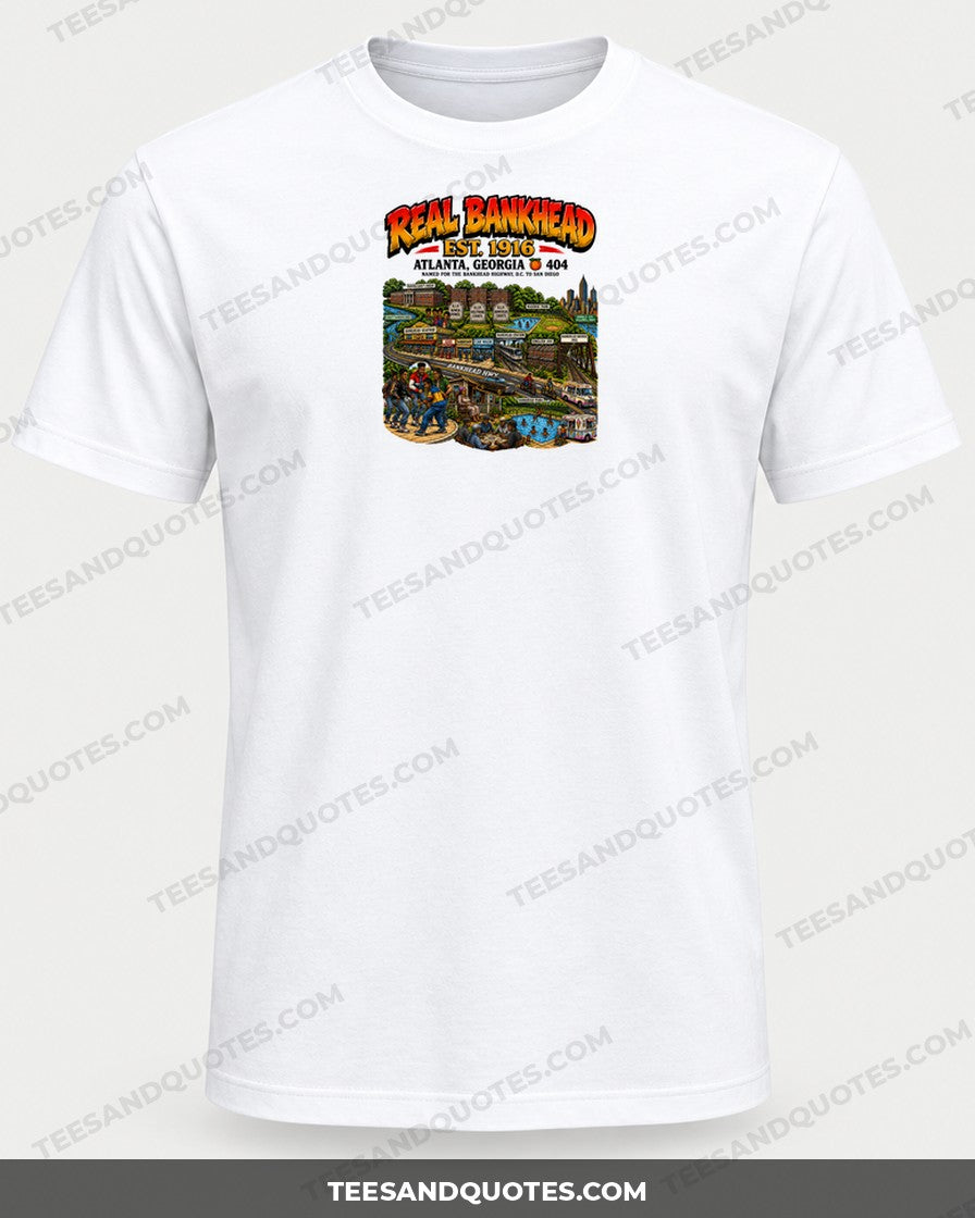 Real Bankhead Album Cover Map Tee (Version 2) printed on a white T-shirt