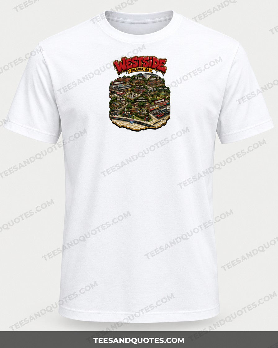 Westside Atlanta 3D Map Tee printed on a white T-shirt