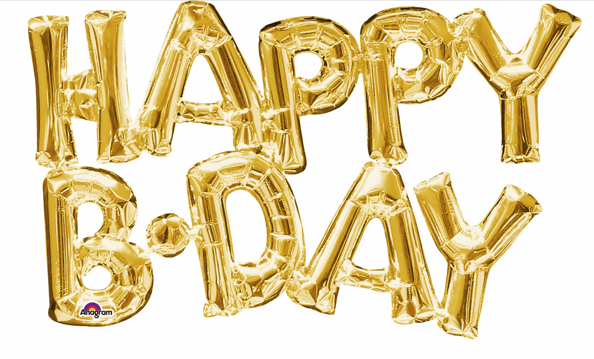 30" 'Happy B'day' in Gold