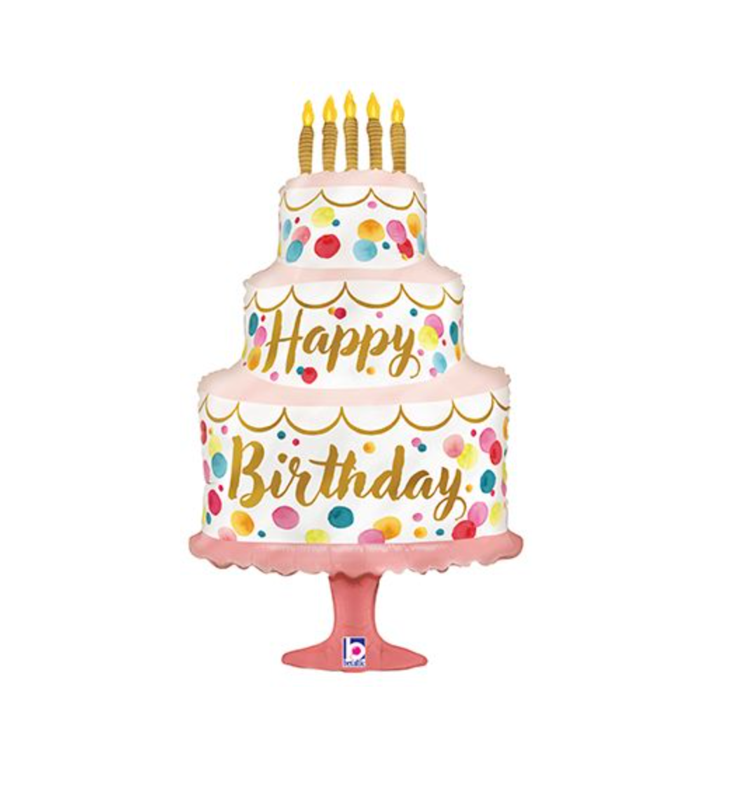 33" Satin Birthday Pink Cake