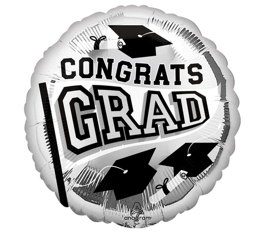 18" Grad Congrats Balloon - Silver