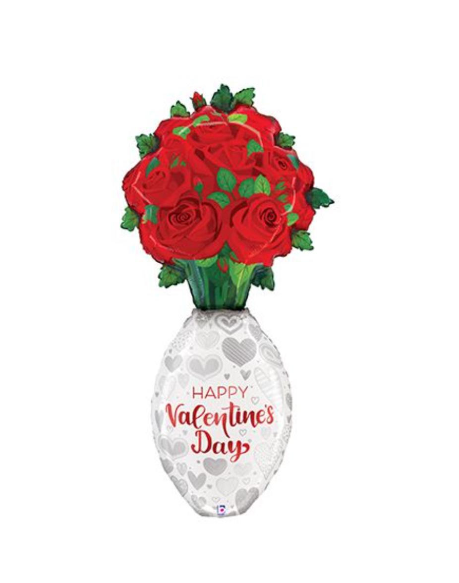 66" Special Delivery Valentine Rose Vase