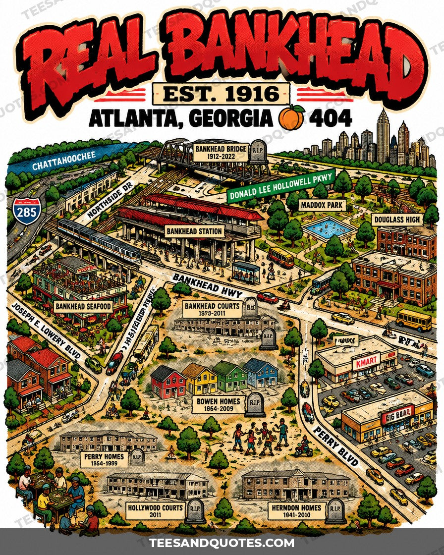 Real Bankhead Map Tee (Version 2) artwork close-up