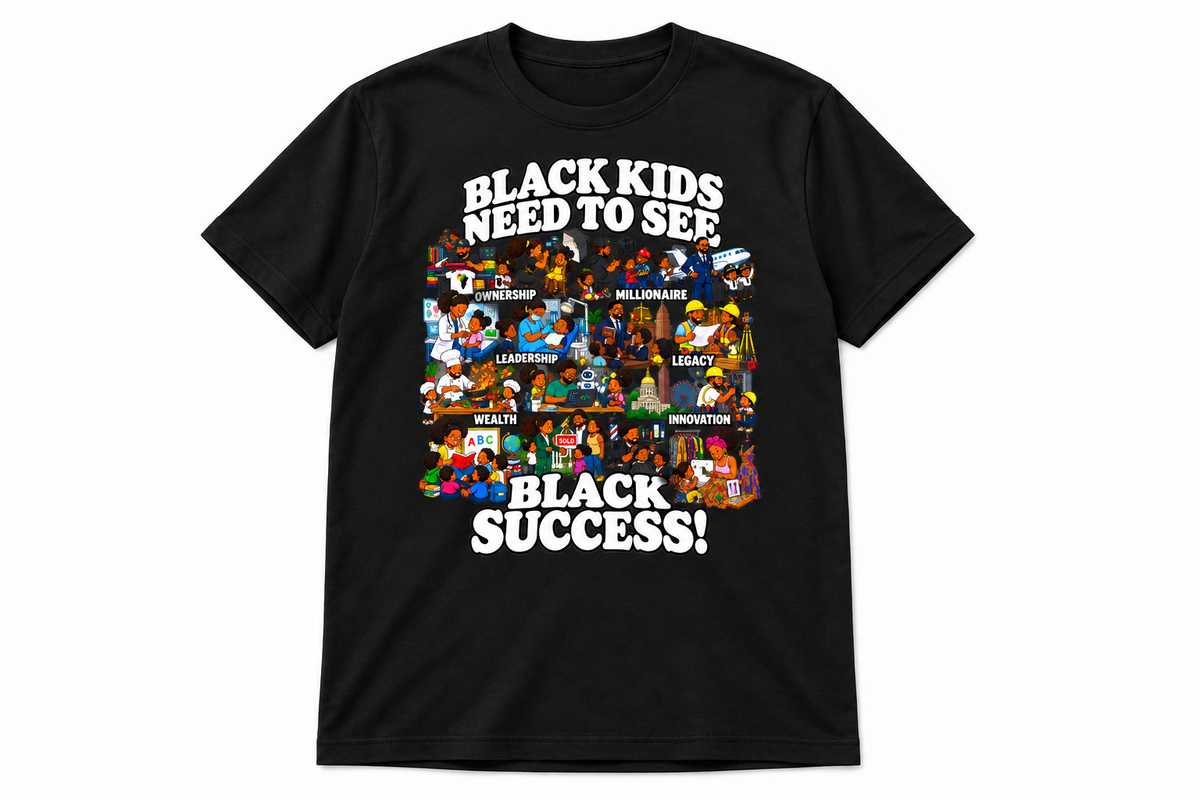 Black Kids Need to See Black Success Cartoon black T-shirt