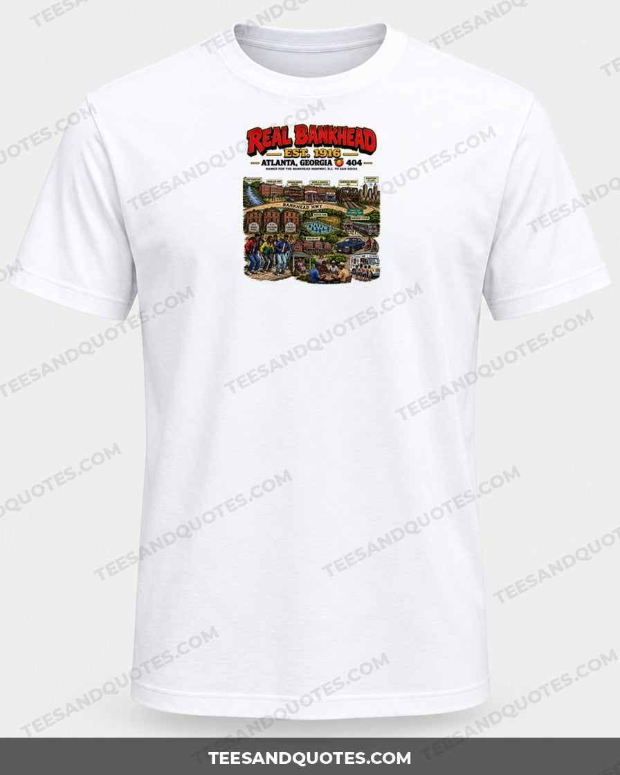 Real Bankhead Album Cover Map Tee (Version 1) printed on a white T-shirt
