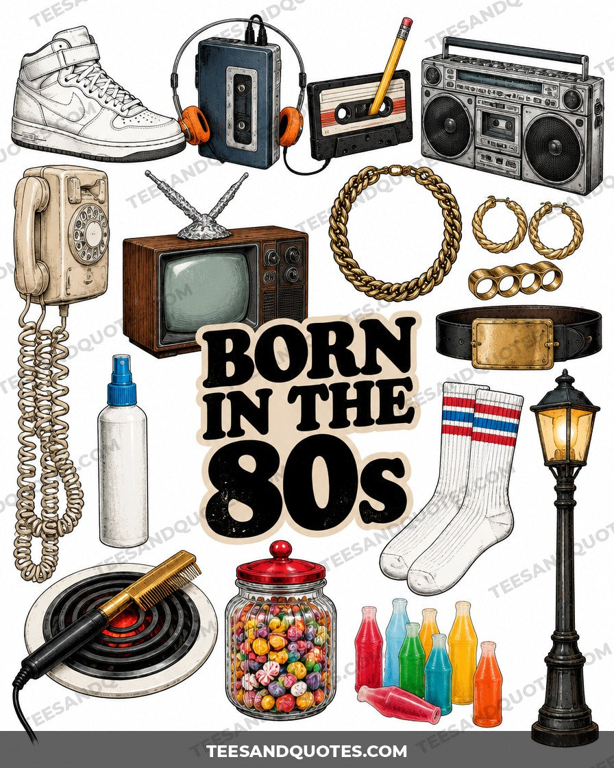 Born in the 80s Tee (Version 3) artwork close-up