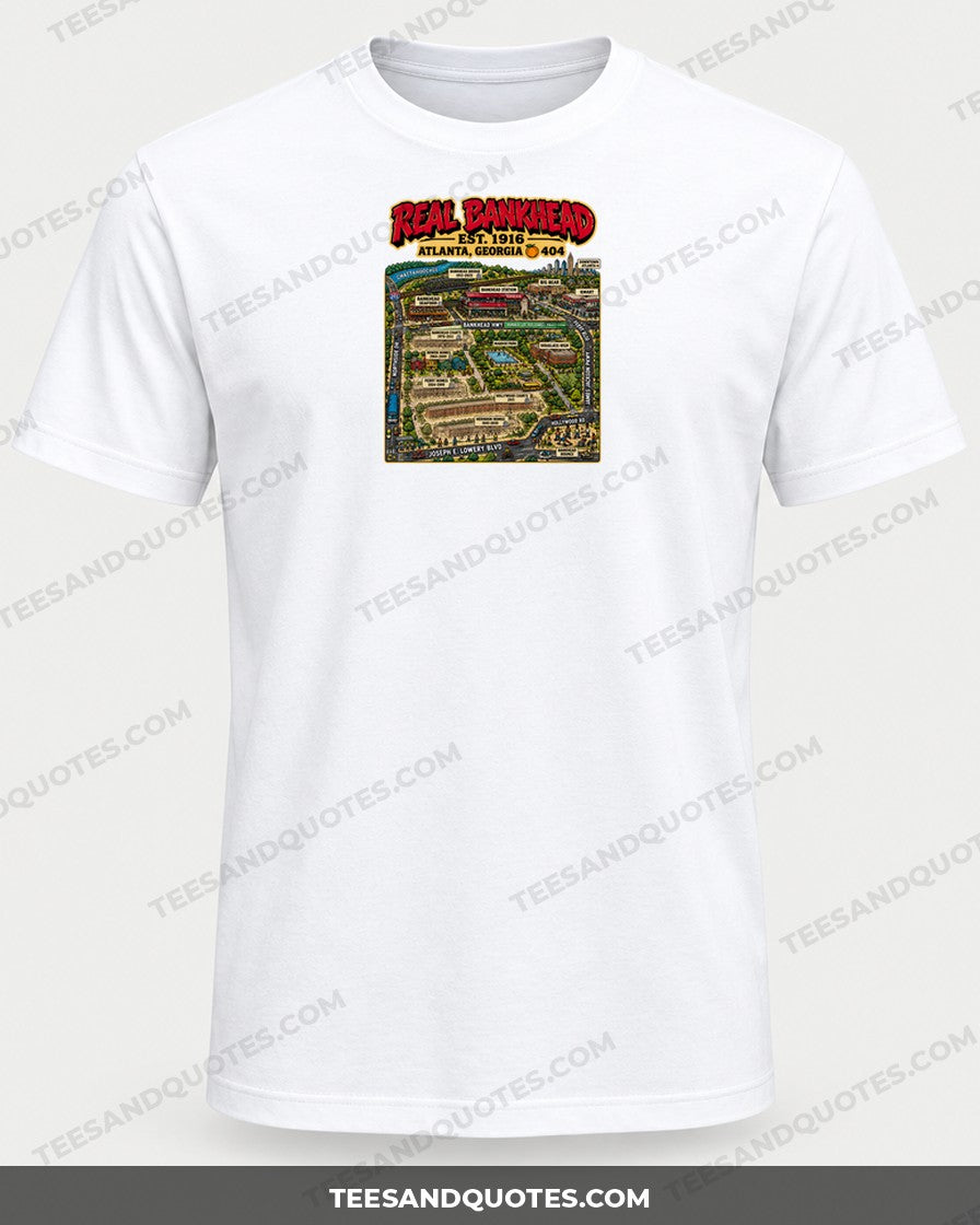 Real Bankhead Map Tee (Version 1) printed on a white T-shirt