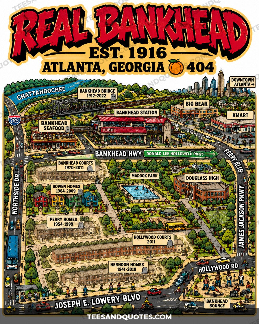 Real Bankhead Map Tee (Version 1) artwork close-up