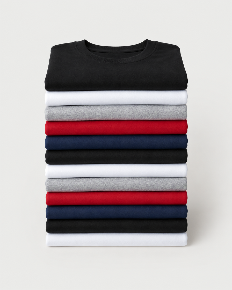 Stack of blank tees for bulk orders
