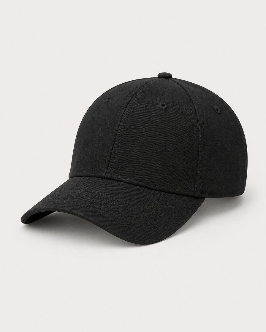 Blank black structured cap for custom embroidery