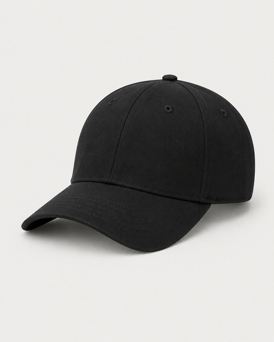 Blank black structured cap for custom embroidery
