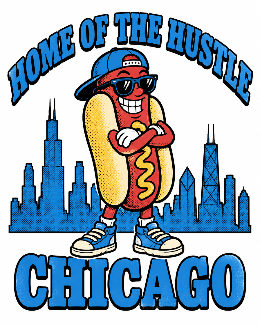 Home of the Hustle: Chicago graphic tee design