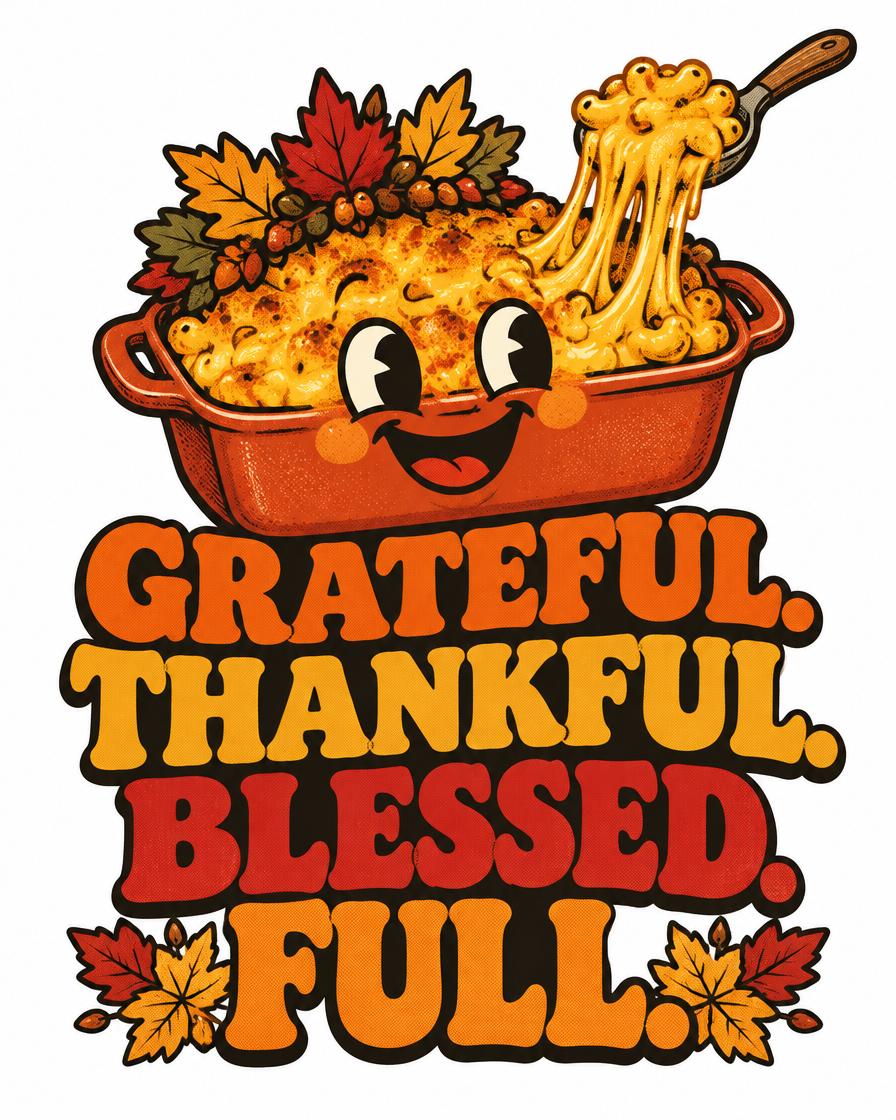Grateful. Thankful. Blessed. Full. graphic tee design