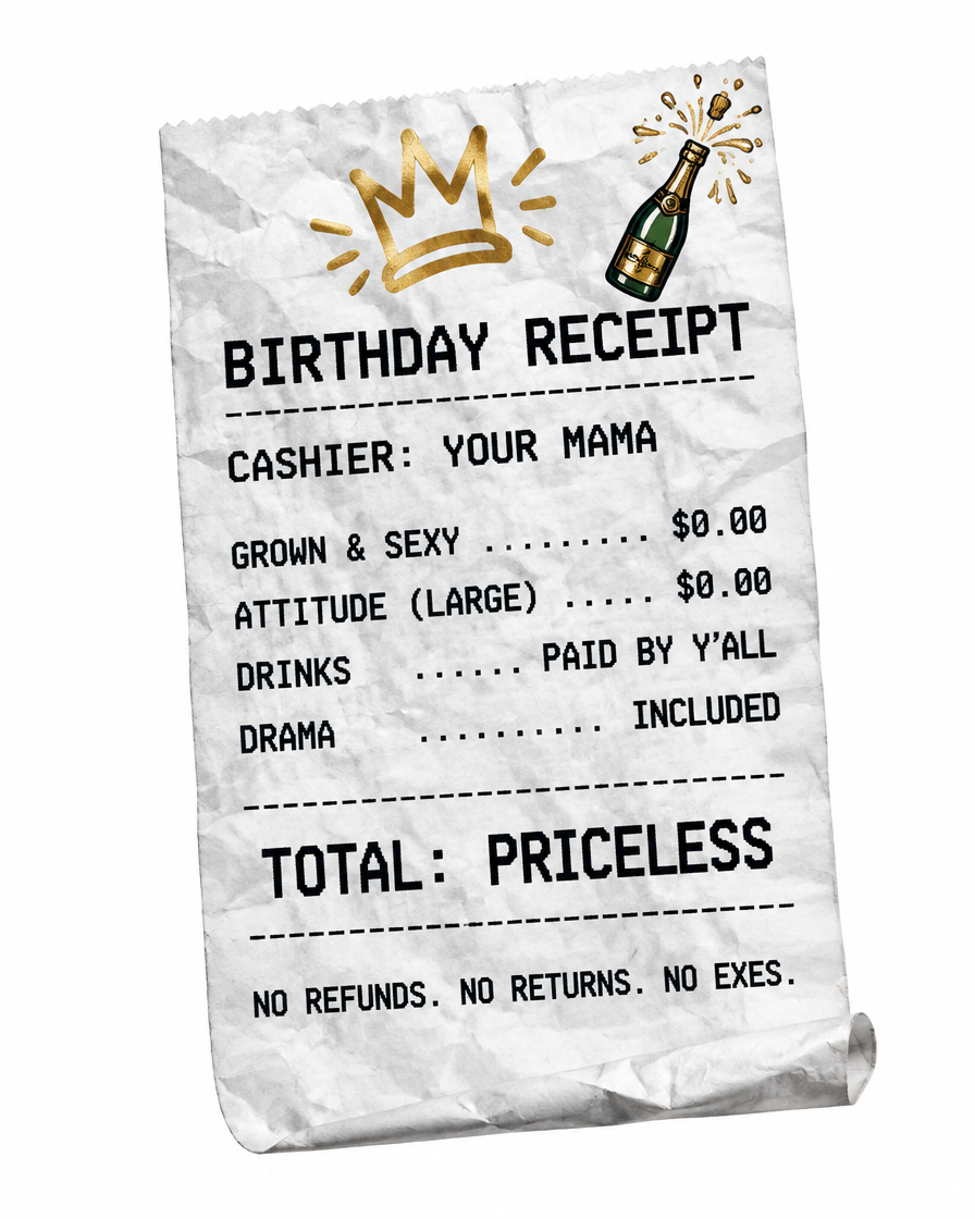 Birthday Receipt graphic tee design
