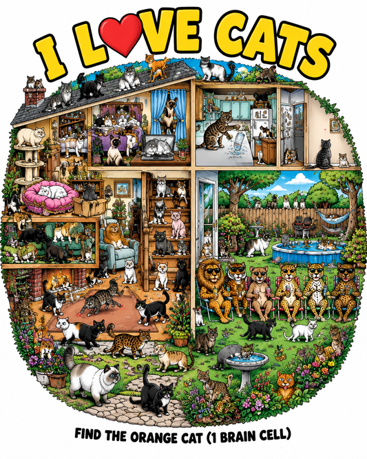 I Love Cats (Cat House) graphic tee design