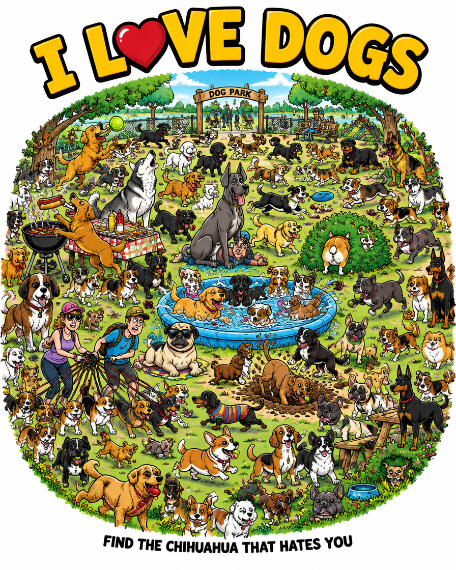 I Love Dogs (Dog Park) graphic tee design