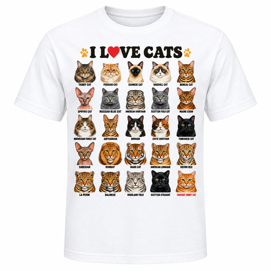 I Love Cats Chart Tee clean product image